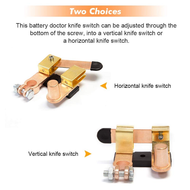 A ABIGAIL Top Post Negative Battery Disconnect Switch 12V / 24V 250/750 Amps Knife Blade Isolator Power Cutoff Switch for Marine Car Boat RV ATV (Horizontal and Vertical) - Image 5